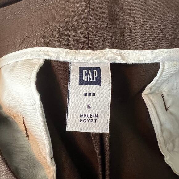 Y2k Vintage GAP Brown Cuffed Bermuda Dress Shorts Size 6 - Picture 3 of 4